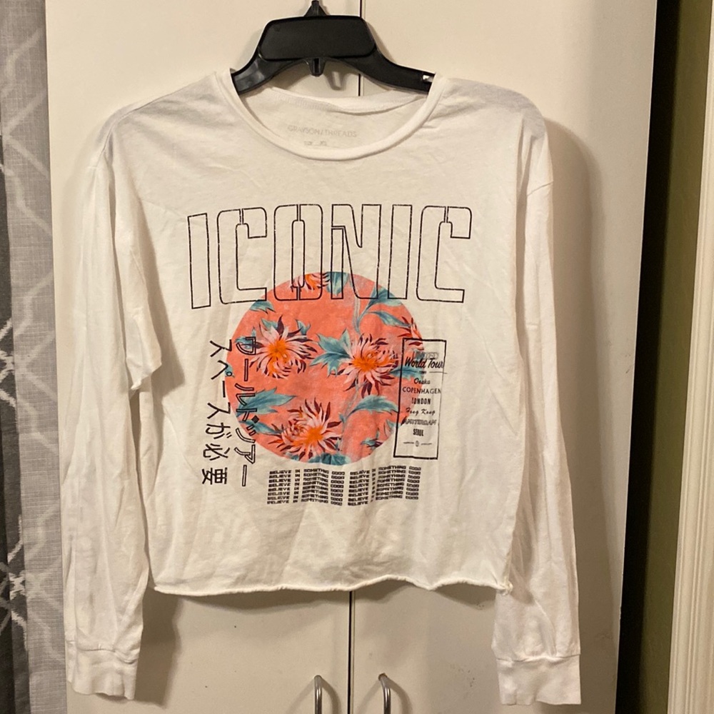 GRAYSON/THREADS Juniors XS Long Sleeve Blouse, White - Picture 1 of 2